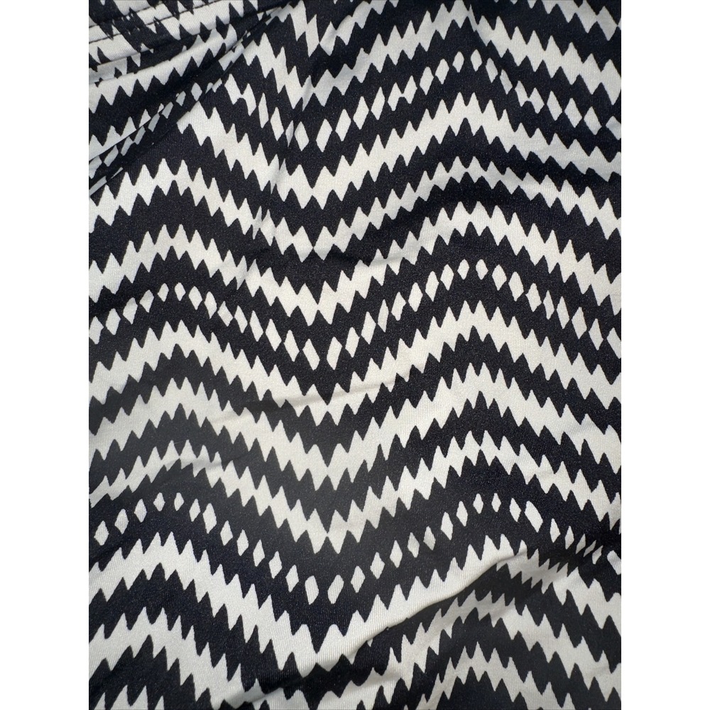 Apt. 9 Womens Black White Chevron Zig Zag Ruched Swimdress Halter Swimsuit L - Picture 2 of 9